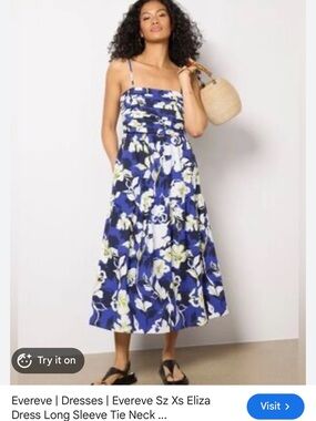 Evereve Royal Blue Floral Maxi Dress